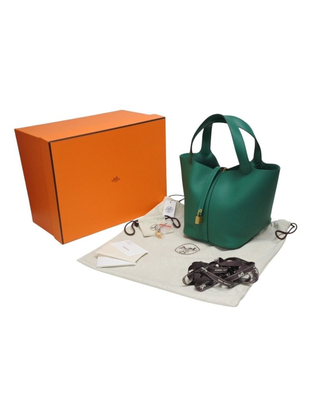 Hermes Picotin Lock 22 Handbag Taurillon Clemence Vert Vertigo Gold
